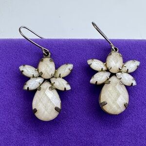 💛 Radiant White Cluster Drop Earrings | Pear Shaped Rhinestones | Classic Luxe